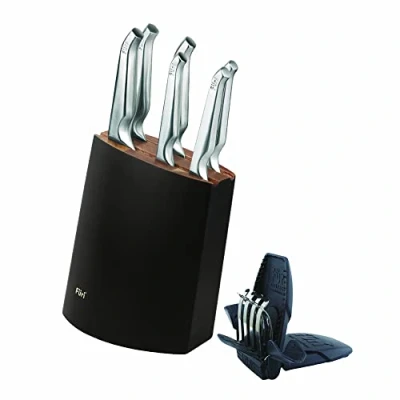 Image of Furi Pro Angular Knife Block Set 8 pc, with six Premium Knives and Sharpener for a Superior Cutting Performance, Stainless Steel Blades, Ergonomic Reverse Wedge, Anti Fatigue Handle