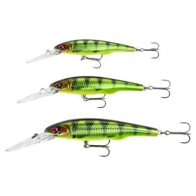 Image of Savage Gear Gravity Twitch DR Lure, Lifelike Predator Bait with Tungsten Long Cast System, Frantic Darting Action, Built in Rattle, Perch, Pike, Trout &amp; Zander, Fluorescent Yellow Tiger, 8.3cm, 11g