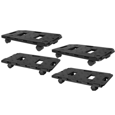 Image of 100Kg Interlocking Heavy Duty Plastic Dolly Trolley with 360 Swivel Wheels Anti Slip Surface Stackable Platform for Moving Boxes, Furniture &amp; Appliances Ideal Graden, Garage or DIY (4)