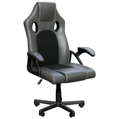 Image of Vida Designs Coma High Back Gaming Chair Leather With Breathable Mesh Ergonomic Swivel Computer Racing Gamer Desk For Home Office Wheels (Grey)