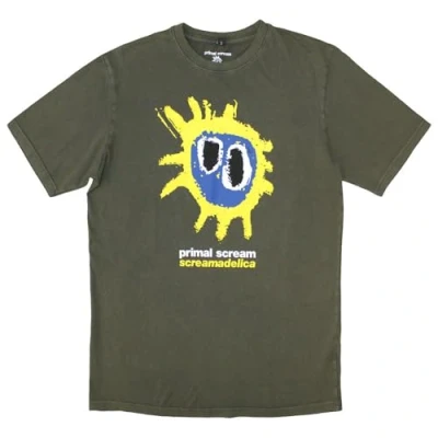 Image of Rock Off officially licensed products Primal Scream Screamadelica Stone Wash T Shirt L Green