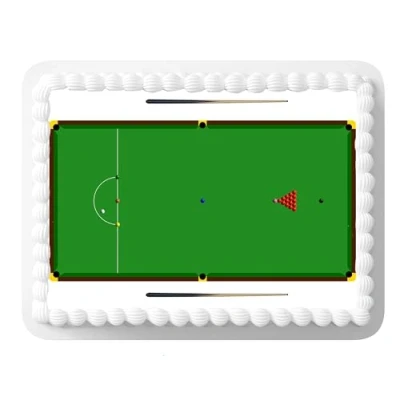Image of 1 x Snooker Table &amp; Cues A4 Printed Decor Icing Sheet Edible Cake Topper Decorated Perfect for Large Cakes