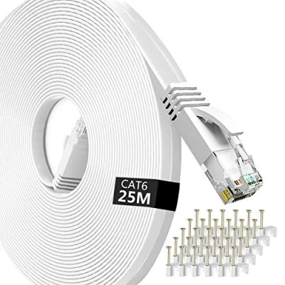 Image of Lemeend Ethernet Cable 25m,Cat6 Gigabit Lan Network RJ45 High Speed Patch Cord 250Mhz Flat Design 1Gbps for PC/Xbox/PS4/PS5/Modem/Router