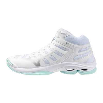 Image of Mizuno WAVE VOLTAGE 2 MID Volleyball Shoes White/Blue Tint Women Size 4,5