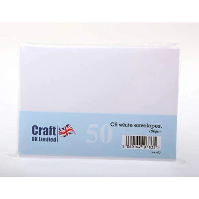 Image of Card Craft 50 C6 White Envelopes