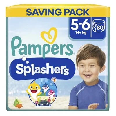 Image of Pampers Splashers Swim Pants, Size 5 (14+ kg) 80 Count, Saving Pack, Do Not Swell in Water, Packaging May Vary