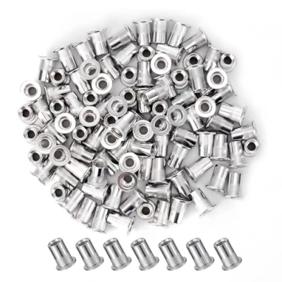 Image of Pxyelec 100pcs M5 Flat Head Aluminum Rivet Nut Blind Insert (5mm)