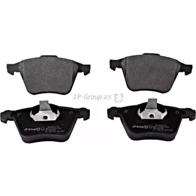 Image of 274331, 2743318, 30769125, 31201839, 31262705 Brake pad set JP GROUP 4963604110 Front Axle excl. wear warning contact VOLVO: XC90 I