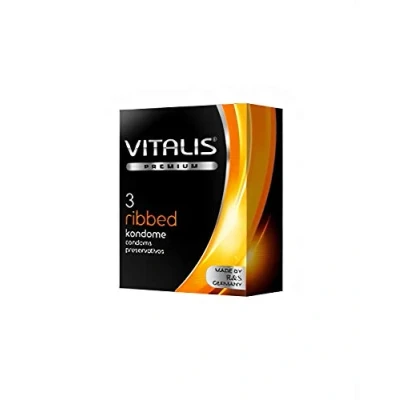 Image of Vitalis Premium Ribbed Condoms for Extra Hard Sex Experience 1 x Pack of 3
