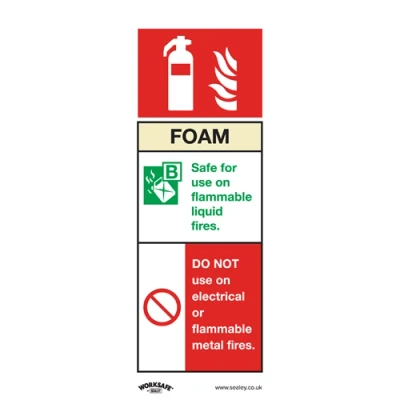 Image of Worksafe Safe Conditions Safety Sign Foam Fire Extinguisher Self Adhesive Vinyl Pack of 10