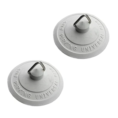 Image of TERF® Universal Self Seating Bath Basin Rubber Plug White 57mm Diameter Jilton Type Parking for Bathroom Bathtub Kitchen Laundry Sink Drain stopper Pack of 2
