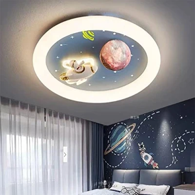 Image of RIMOAL Space Ceiling Lamps Child Room Astronaut Children Lights Kids Decoration LED Modern Hanging Home Decor Moon Lighting