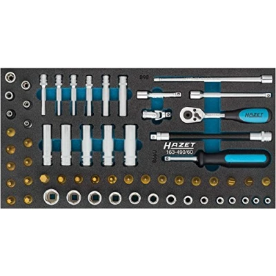 Image of Hazet Socket Spanner Set, Inner Square (Robertson) 6.3 = 1 x 4 inch, 60 Pieces, Outer torx Profile, Number of Tools: 60, Piece, 163 490/60
