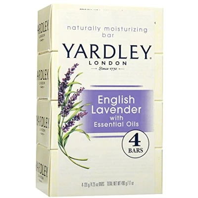Image of Yardley London English Lavender with Essential Oils Soap Bar, 4.25 oz Bar (Pack of 4)