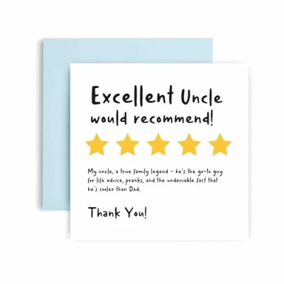 Image of Huxters Birthday Cards for Men Funny Review Uncle Card him Fathers Day Fun Happy 14.8cm (Uncle)