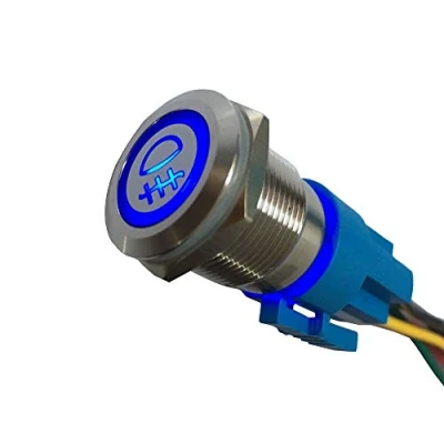 Image of Mintice 12V Car Vehicle Blue LED Light Fog Push Button Stainless Steel Metal Toggle Switch 19mm Socket Plug