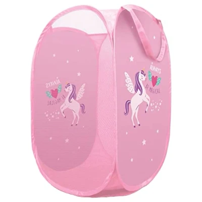 Image of Foldable Pop Up Laundry Bag Toy Storage Basket for Kids Boys and Girls Tidy Room (Storage Theme 2)