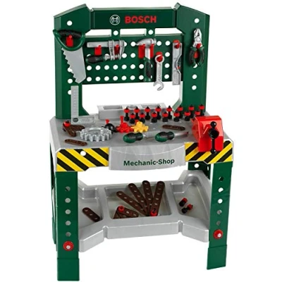 Image of Theo Klein 8574 Bosch Workbench with 77 Parts I Screwdriver and Spanner, Pliers, Hammer Much More Work Surface Learning Function Dimensions: 57 cm x 35 86