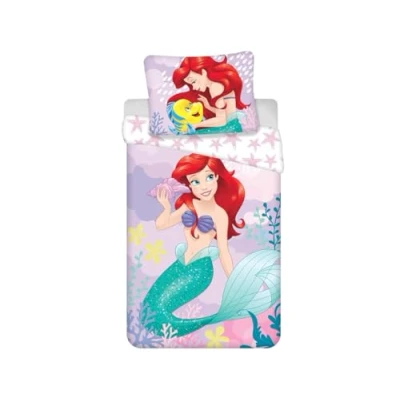 Image of Jerry Fabrics Ariel The Little Mermaid Princess Bedding Set, 100% Cotton, Duvet Cover 140 x 200 cm + Pillowcase 70 90