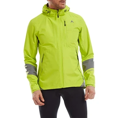 Image of Altura Night Vision Typhoon Mens Waterproof Cycling Jacket Green/Reflective, Medium/Water Wet Weather Rain Resistant Hood Coat Hi Viz High Visibility Mountain Road Commute Bike Ride Cycle Wear