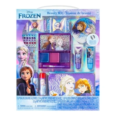 Image of Disney Frozen Makeup Set for Kids Girls Kit Includes Lip Gloss, Mirror, Nail Accessories &amp; More Birthday Gifts Ages 3+ by Townley Girl