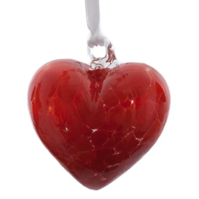 Image of Small Red Handmade Recycled Glass Ornamental Friendship Heart
