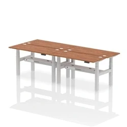 Image of Air B2B 1400x600mm Height Adjustable 4P Bench Desk CP Walnut/Silver