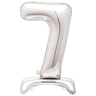 Image of Majestic Silver 7 Shaped Foil Balloon (76cm) Elegant &amp; Standalone Party Decor Perfect for Milestone Celebrations 1 Pc