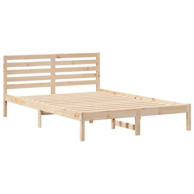 Image of vidaXL with Headboard Brown 140 x 210 cm Solid pine wood