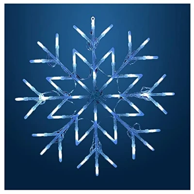 Image of MND Dealings ® New Cool White Christmas 50 LED Snowflake Window Light Festive 35cm Battery Operated Indoor Home Door Wall,Steady or Flashing Modes Year Up Party (Cool White)