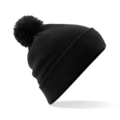 Image of Beechfield Cuffed Design Original Pom Beanie Black