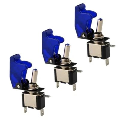 Image of CESFONJER 3 Pcs LED Lights Cover Toggle Switches, Blue Rocker Switch, Car Auto Switch On/off (12V 20A).