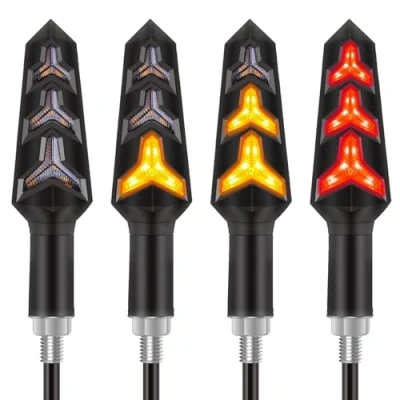 Image of Kinstecks 4PCS Motorcycle Indicators Flowing Turn Signal Lights Motorbike Turning Daytime Running Brake 12V for