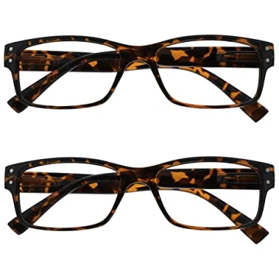 Image of OPULIZE The Reading Glasses Company 2 Pack Mens Brown Tortoiseshell Large Designer Style Readers Spring Hinges RR11 +2.00
