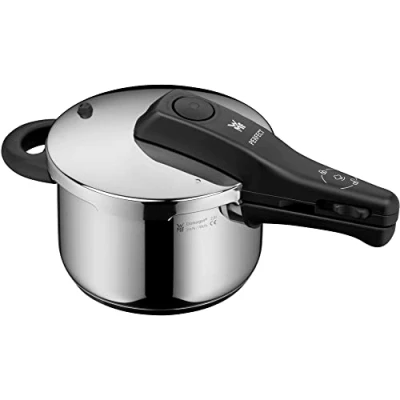 Image of WMF Perfect Quick Cooker Ø 18 cm Diameter of 2 Litres and a Medium, with Flame Protection, Cromargan Stainless Steel for Induction