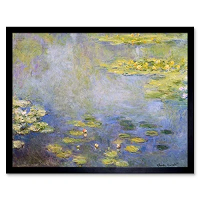 Image of Claude Monet Waterlilies Art Print Framed Poster Wall Decor 12x16 inch