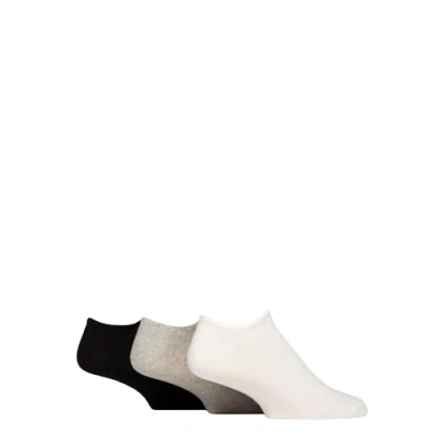 Image of Mens and Women&#039;s 3 Pair Reebok Foundation Cotton Trainer Socks White / Grey Black 4.5 6 UK