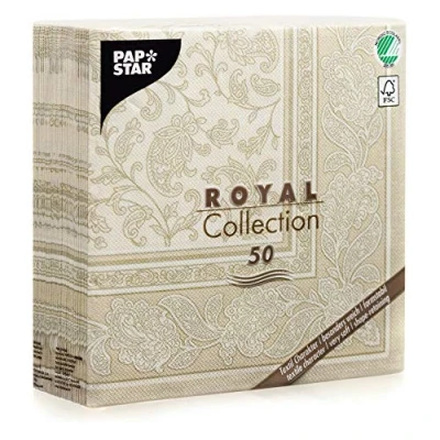 Image of Papstar 11681 50 Serviettes ROYAL Collection 1/4 Fold 40 x cm, Ornaments, Champagne