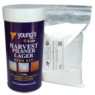 Image of Youngs Harvest Pilsner Lager 40 Pint Ingredient Kit Including 1Kg VinClasse Brewing Sugar