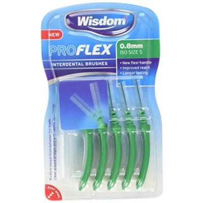 Image of Wisdom Proflex Interdental Brushes, 0.80 mm, Green, Pack of 4, 20 Count