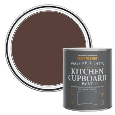 Image of Rust Oleum Red Scrubbable Kitchen Cupboard Paint in Satin Finish Valentina 750ml