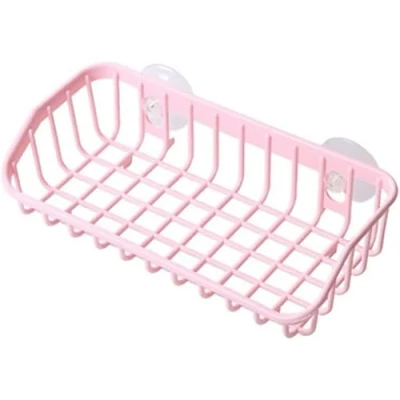 Image of Rosojodg Pink Multifunctional Drain Rack, Hanging Storage Rack Sink Shelf Suction Cup Dishwashing Soap Sponge Holder for Kitchen Accessories, Shelf, Dish Racks