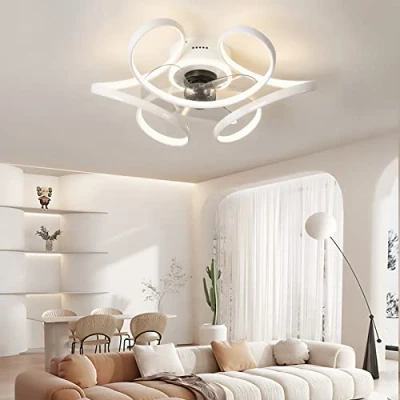 Image of 45cm Led Ceiling Fans with Lights and Remote Silent Dc Bedroom Fan Lamp Dimmable Reversible Timer Memory Function Light, White