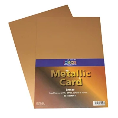 Image of Bright Ideas Metallic Card Bronze. Sheet Size: A4. 29.7cm x 21cm, Pack of 20. 225gsm Stationery Paper for Arts and Crafts, Ideal Schools, Home Crafting Kids Scrapbooking. BI0124.