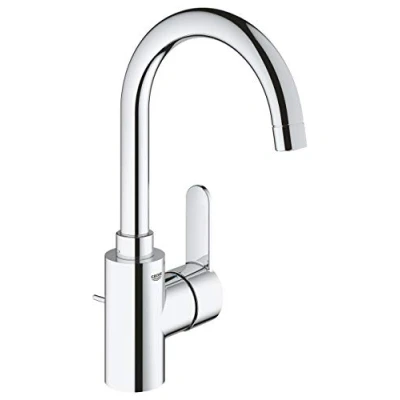 Image of GROHE Eurostyle Cosmopolitan Single Lever Basin Mixer L Size, Chrome Washbasin Tap with High Swivel Spout and Pop Up Waste 23043003