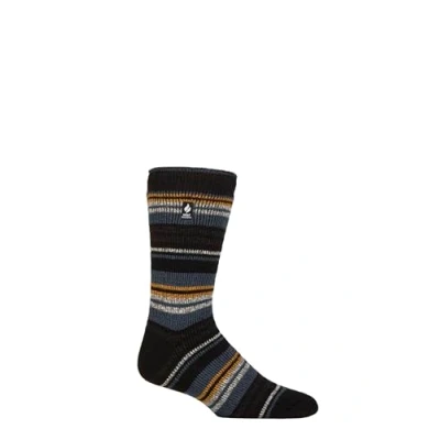 Image of Mens 1 Pair SOCKSHOP Heat Holders 2.3 TOG Patterned and Plain Thermal Socks Leavenworth Black / Mustard 6 11