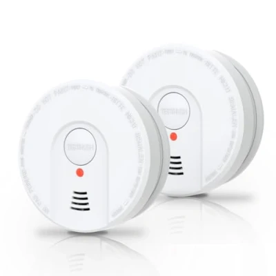 Image of Smoke Alarm, 10 Years Battery, Alarms for Home, Fire dectecor with LED Indicator,Big Test/Silence Button Conforms to EN14604 UKCA, Loud Alarm (2 Pack Smoke)