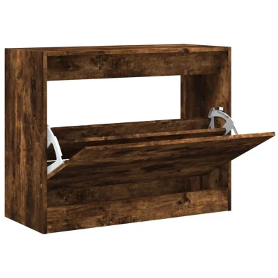 Image of vidaXL Shoe Cabinet Smoked Oak 80x34x63 cm Engineered Wood