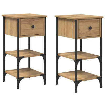 Image of vidaXL Bedside Cabinets 2 pcs Artisan Oak 34x36x70 cm Engineered Wood