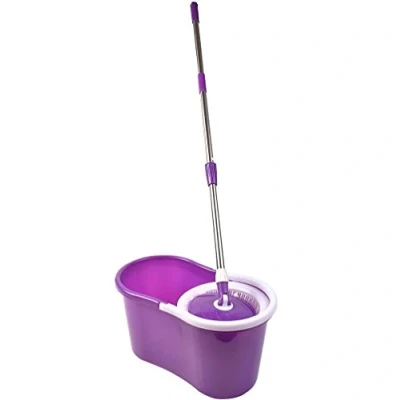 Image of 360 Floor Magic SPIN MOP Bucket Set Microfiber Rotating Dry Heads with 2 (Purple)